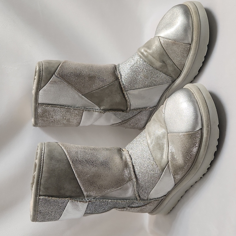 Ugg Classic Short Ii Patchwork Silver Metallic Gl… - image 2
